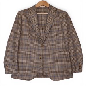 Proper Cloth Dino Filarte 100% Wool Blazer Men's 42 Beige Large Prince of Wales